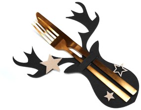 Vánoční obal na příbor Renifer 6 ks černý