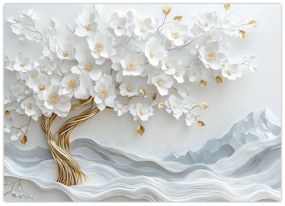 Sklenený obraz – 3D elegantný strom života (70x50 cm)
