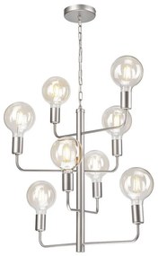 Luster na reťazi ORLANDO 8xE27/60W/230V strieborná