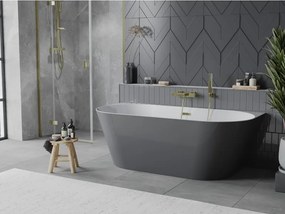 Mexen Oval Slim, voľne stojaca vaňa ku stene, 170 x 80 cm, biela-šedá, zlatý lesklý prepad, 52661708062-50