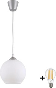Brilagi - LED luster na lanku RETRO GLASS 1xE27/60W/230V Ø 15 cm strieborná/biela