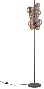 Stojacia lampa so skleneným tienidlom v sivo-zlatej farbe (výška 155 cm) Bubble – Trio Select