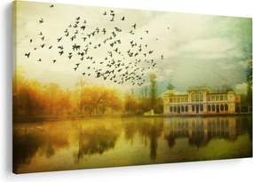 Obraz maľované krajiny so sídlom (90x60 cm)