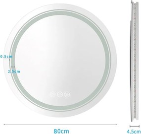 Kúpeľňové zrkadlo DOVER 80 cm strieborné