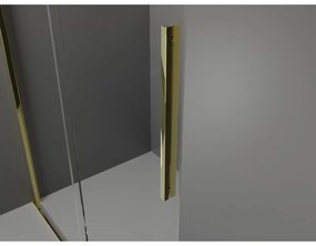 Mexen Velar, sprchová zástena s posuvnými dverami Walk-in 130 x 200 cm, 8mm sklo námraza, zlatá lesklá, 871-130-000-33-50