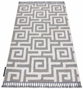 Koberec MAROC P655 Labyrint marokánsky shaggy sivý / biely