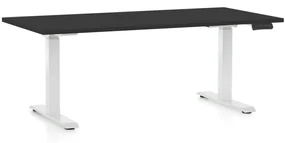 Výškovo nastaviteľný stôl OfficeTech C, 160 x 80 cm, biela podnož, čierna