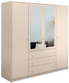 Skriňa Siena D4 pieskovo béžová / zrkadlo