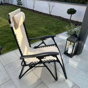 Záhradné a plážové relaxačné kreslo s podnožkou Regina, béžová