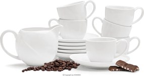 Porcelánový kávový servis na espresso 13 ks RESEDA pro 6 osob bílý