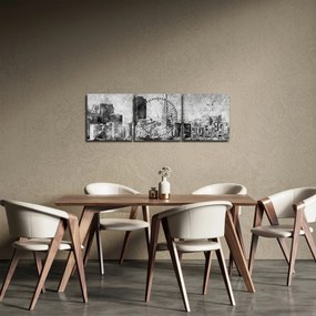Obraz - Coffee art city (s hodinami) (90x30 cm)