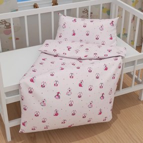 Biante Detské bavlnené posteľné obliečky do postieľky Sandra SA-726 Ružové sovičky na bledo ružovom Do postieľky 90x140 a 50x70 cm
