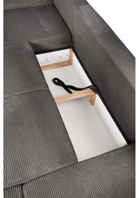 Sivá menčestrová rozkladacia rohová pohovka (pravý roh/do tvaru "U") Tori – Bonami Selection