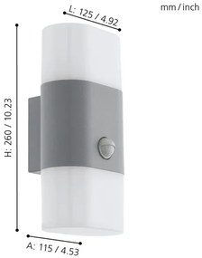 Eglo 97313 - LED Vonkajšie nástenné svietidlo so senzorom FAVRIA 1 2xLED/5,5W/230V