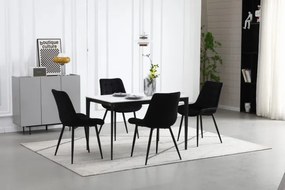 Set dvoch jedálenských stoličiek BERA zamatové čierne / čierne nohy (2ks)
