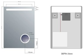 Sapho Sapho, ASTRO LED podsvietené zrkadlo 600x800mm, kozmetické zrkadielko, MIRL2