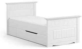 PROXIMA.store - Masívna rustikálna posteľ + zásuvka - BELLUNO ELEGANTE ROZMER: pre matrac 140 x 200 cm, FARBA: biela
