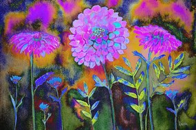 Samolepiaca tapeta neobyčajné fialové kvetiny