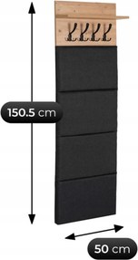 Vešiakový panel Purno (dub artisan + grafit) . Akcia -20%. Vlastná spoľahlivá doprava až k Vám domov. 1129282