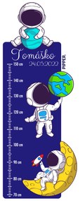 PIPPER. Textilná nálepka na stenu "Detský meter s menom - Astronauti"