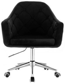 LuxuryForm DESIGN Kreslo ANDORA VELUR na strieborné podstave s kolieskami - čierne
