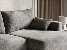 Sivá ženilková rozkladacia/s úložným priestorom rohová pohovka (pravý roh/s leňoškou) Leon – Maison de Rêve