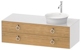 DURAVIT White Tulip závesná skrinka pod umývadlo na dosku vpravo, 2 zásuvky, 1300 x 550 x 408 mm, dub prírodný masív/biela vysoký lesk, WT4992RH585