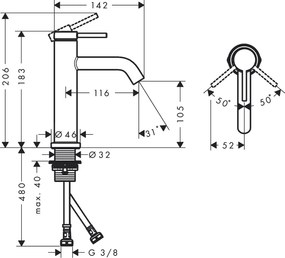 Hansgrohe Tecturis S, páková umývadlová batéria 110 EcoSmart+ bez odtokovej súpravy, chrómová, HAN-73311000