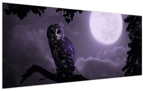 Obraz - Nočná sova, fialová (120x50 cm)