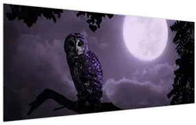 Obraz - Nočná sova, fialová (120x50 cm)
