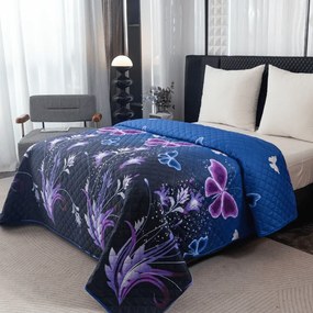 Prehoz na posteľ VIOLET BUTTERFLY, tmavomodrý Rozmer: 170 x 210 cm