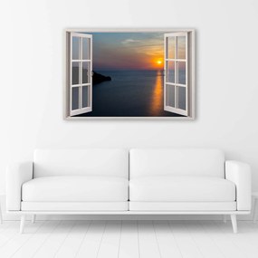 Gario Obraz na plátne Okno - západ slnka nad zálivom Rozmery: 120 x 80 cm
