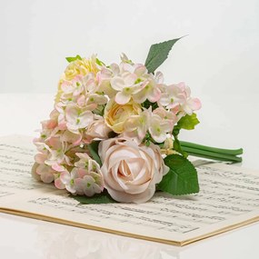 Kytička hortenzie a ruže BRIGITA jemno-ružová.