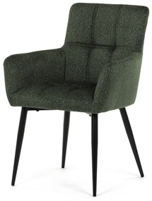 Autronic - Židle jídelní, zelená látka, černý kov - DCH-P3146 GRN2