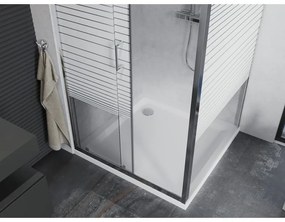 Mexen Apia, sprchový kút s posuvnými dverami 100 (dvere) x 100 (stena) cm, 6mm číre-pásy sklo, chrómový profil + slim sprchová vanička 5cm, 840-100-100-01-20-4010