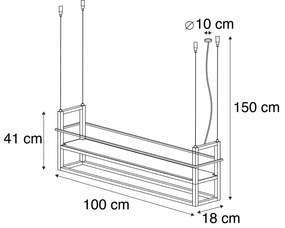 Inteligentné závesné svietidlo hrdzavohnedé s poličkou vrátane 4 Wifi A60 - Cage Rack