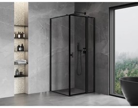 Mexen Mist T, sprchový kút s krídlovými dverami, pravý, 85 x 85 cm, 8mm číre sklo, čierny profil, 8A4T-085-085-70-70-P