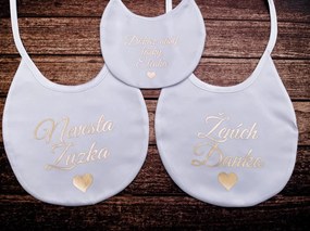 Podbradníky pre novomanželov so zlatou metalickou farbou 32 - Celý set (2 ks veľký + 2 ks malý)