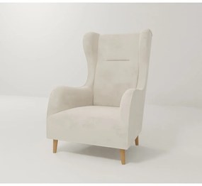 Krémové zamatové kreslo ušiak Carole – Ropez
