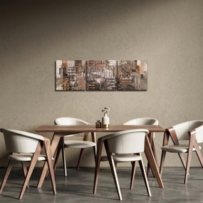 Obraz - Abstrakcia v hnedých tónoch (s hodinami) (90x30 cm)