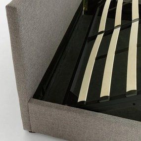 Sivá čalúnená dvojlôžková posteľ s úložným priestorom s roštom 180x200 cm Nahiri – Kave Home