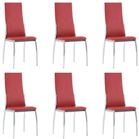 Jedálenské stoličky 6 ks, červené, umelá koža