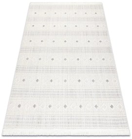 Šnúrkový koberec NANO FH69A Romby bielo - sivý