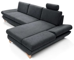 Rozkladacia rohová čalúnená sedacia súprava s úložným priestorom v tvare L AVESTA pravá antracit