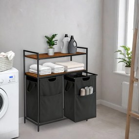 Kôš na bielizeň MIRUN 2-priehradkový sivý