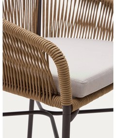 Béžová kovová/polstrovaná záhradná barová stolička Yanet – Kave Home