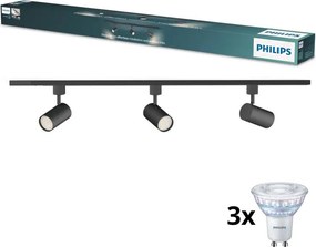 Philips - LED stmievateľné bodové svietidlo v lište systému EASYLINK 3xGU10/6,2W/230V 1m čierna
