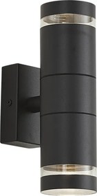 Moderné vonkajšie nástenné svietidlo čierne 2-svetlá IP44 - Dubbla