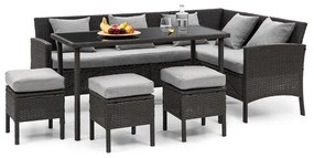 Titania Dining Lounge Set, záhradná sedacia súprava, čierna/svetlosivá