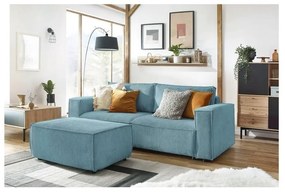 Svetlomodrý menčestrový taburet Nihad – Bobochic Paris